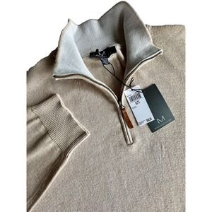 Magaschoni Mens Quarter Zip Pullover Sweater Oatmeal Heather XXL‎ G501105M NEW